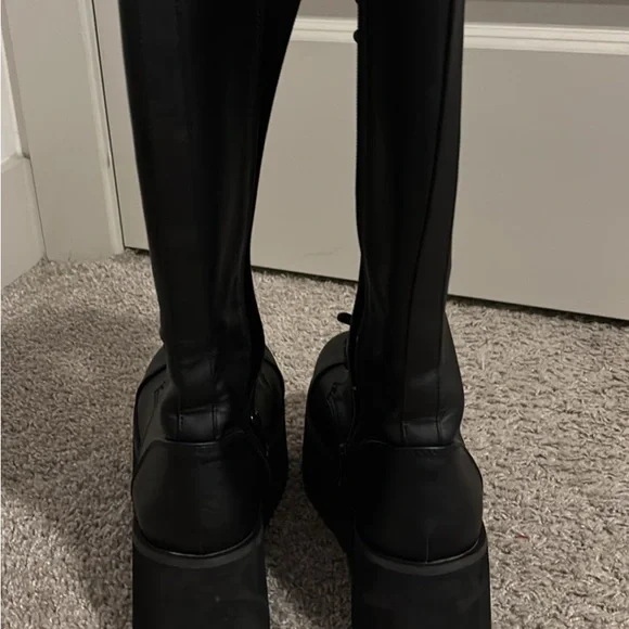 Demonia Black Lace-Up Gothic Boots - Picture 3 of 5